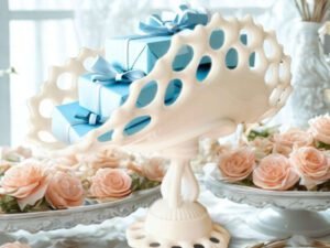 |Westmoreland Doric Milk Glass Pedestal Bowl – Vintage Curved Fruit or Banana Stand                         Westmoreland Doric Milk Glass Pedestal Bowl – Vintage Curved Fruit or Banana Stand