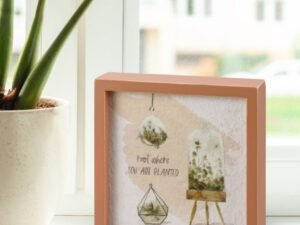 |“Root Where You Are Planted” Watercolor Design Inset Box Sign                         “Root Where You Are Planted” Watercolor Design Inset Box Sign