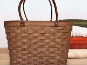 |Large Boardwalk Basket Tote, Woven Wood & Leather Handles, by Longaberger                         Large Boardwalk Basket Tote, Woven Wood & Leather Handles, by Longaberger
