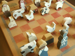 |Vintage Folk Art Wood Checkerboard and Chessboard with Game Pieces, Hand-Painted & Handmade                         Vintage Folk Art Wood Checkerboard and Chessboard with Game Pieces, Hand-Painted & Handmade