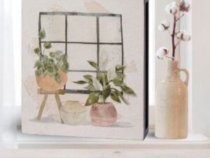 |Window Plants Watercolor Design Wall Box                         Window Plants Watercolor Design Wall Box