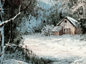 |Vintage Original Oil Painting on Canvas “Winter Farm”, by Bonnard                         Vintage Original Oil Painting on Canvas “Winter Farm”, by Bonnard