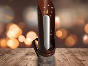 |Rustic Taper Candle Holders with Wind Screen and Handle                         Rustic Taper Candle Holders with Wind Screen and Handle