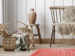 |Rustic Charm Orange Striped Area Rug, 34×20                         Rustic Charm Orange Striped Area Rug, 34×20